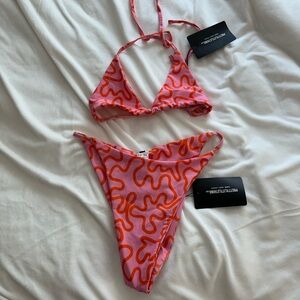 PrettyLittleThing Pink & Orange Swirl Triangle Bikini Set